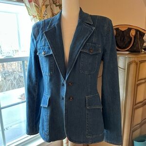 PAIGE Blue Tailored Blazer Denim Look